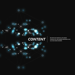 Abstract polygonal structure on dark background with connecting dots and lines