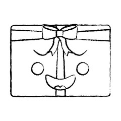 kawaii gift box cartoon facial expression vector illustration sketch design