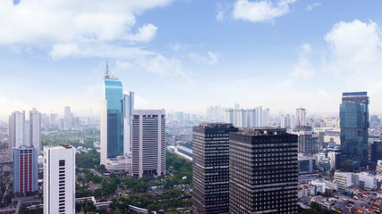Fototapeta na wymiar Aerial view of Jakarta modern buildings