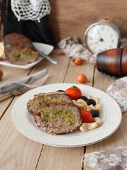 Meatloaf with broccoli and cheese
