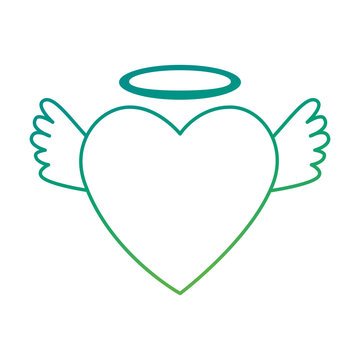heart love with wings and halo vector illustration design