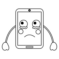 smartphone kawaii phone character cartoon vector illustration outline image