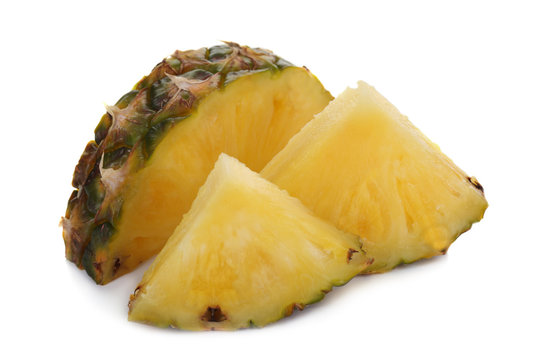 Sliced pineapple isolated on white
