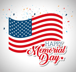 happy memorial day flag vector illustration design