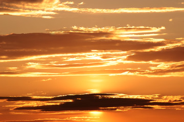 Fiery orange colorful sunset sky. Beautiful sky.