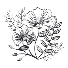 monochrome and rustic decoration floral vector illustration design