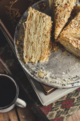 cake - Napoleon (puff cake with white cream)