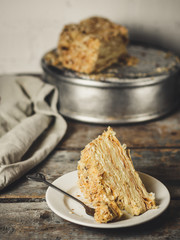 cake - Napoleon (puff cake with white cream)