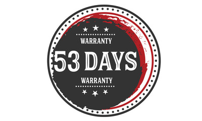 Fototapeta na wymiar 53 days warranty rubber stamp 