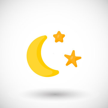 Crescent and stars vector flat icon