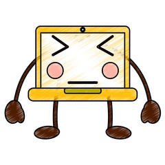laptop angry computer emoji icon image vector illustration design 