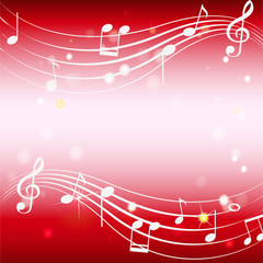 Background template with musicnotes on red