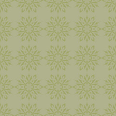 Olive green floral ornamental design. Seamless pattern