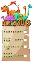 Obraz premium Math worksheet with dinosaurs