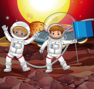 Two astronauts on strange planet