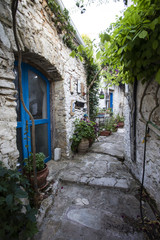 Street view of Afionas at Corfu Island of Greece.