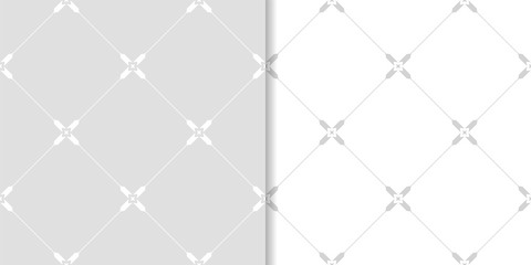 Fototapeta premium Light gray geometric ornaments. Set of seamless patterns