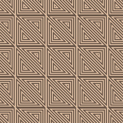 Brown geometric ornament. Seamless pattern