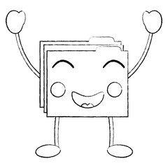 file folder happy  emoji icon image vector illustration design  black sketch line