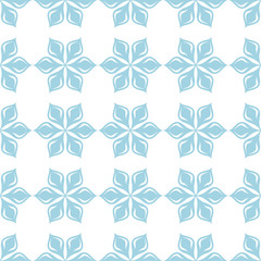 Blue flowers on white background. Ornamental seamless pattern