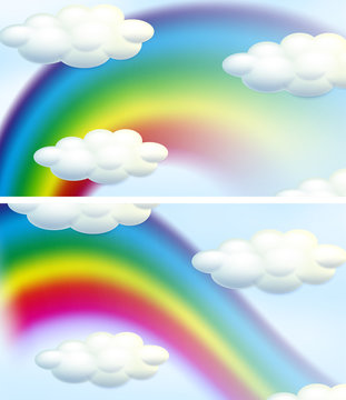 Two sky background with rainbows