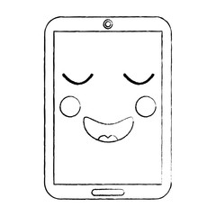 smartphone kawaii phone character cartoon vector illustration sketch image