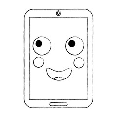 smartphone kawaii phone character cartoon vector illustration sketch image