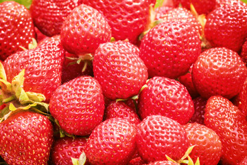 Fresh ripe strawberry red fruits, seasonal healthy and vitamin food, natural background