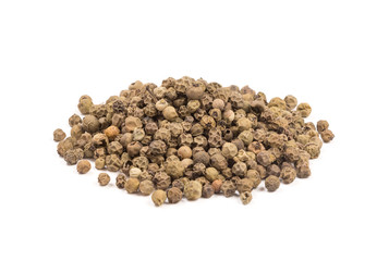 Heap of green peppercorns, green pepper isolated