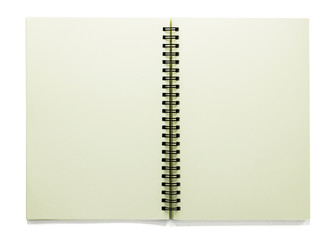 Open blank sketchbook isolated on white background with clipping path