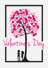 Fototapeta na wymiar Valentine card template with heart tree