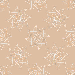 White floral pattern on beige seamless background