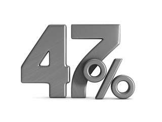 forty seven percent on white background. Isolated 3D illustration