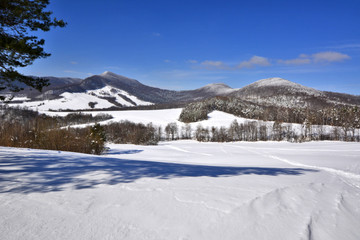 Fototapeta na wymiar Winter landscape of Low Beskid 