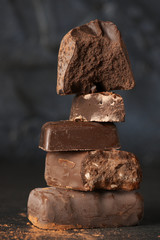 Stack of assorted chocolate candies