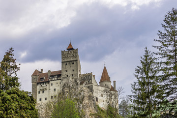Fototapeta na wymiar A view of the scary Bran Castle, Brasov County, Romania