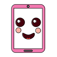 smartphone kawaii phone character cartoon vector illustration