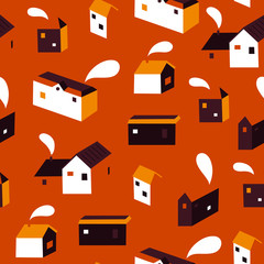 vector seamless background pattern with tiny houses