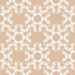 White floral seamless pattern on beige background