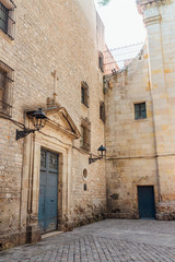 square in front of the Museum of Barcelona's famous history, in a beautiful and historic building in the Gothic quarter.Barcelona,