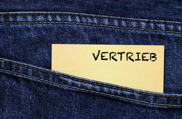 Vertrieb Schlagwort auf einer Visitenkarte