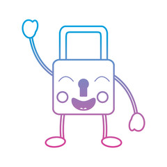 safety lock happy emoji icon image vector illustration design  blue to purple ombre line