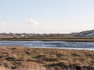 landscape side view of blue river sky nature grassland