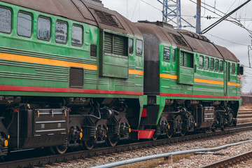 Obraz premium Green diesel locomotive