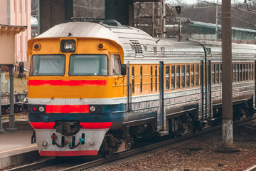 Yellow diesel train