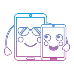 cellphones emoji icon image vector illustration design  blue to purple ombre line