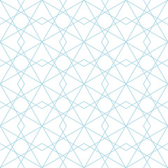 White and blue geometric ornament. Seamless pattern