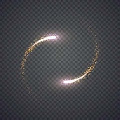 Gold glittering star dust lights circle. Illustration isolated on background. Graphic concept for your design