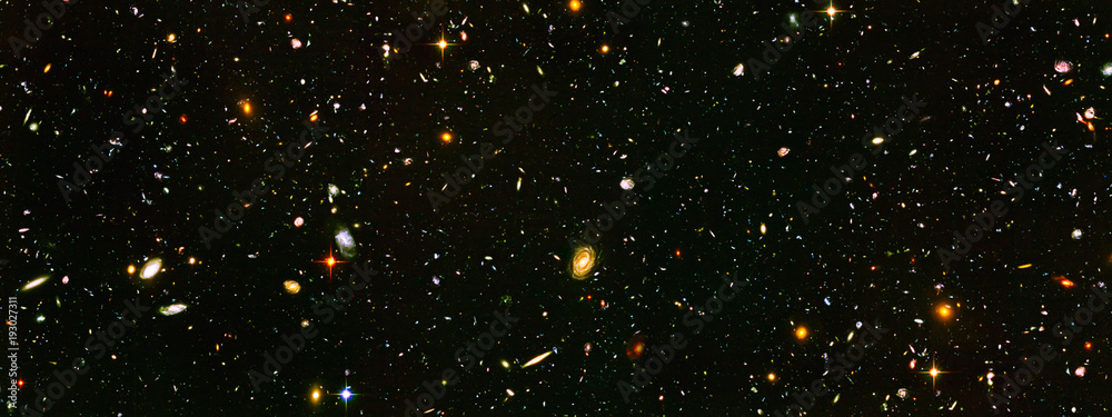 Poster deep field galaxies, elements of this image furnished by nasa. retouched image.