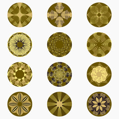 Set of vector isolated design elements. Decorative flowers, abstract logo icons